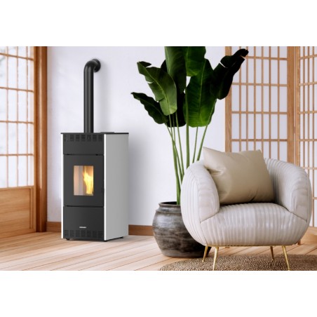 Stufa a pellet 10,2 kW Rhea 10s Schuster Unical Riscaldamento casa ufficio Nera
